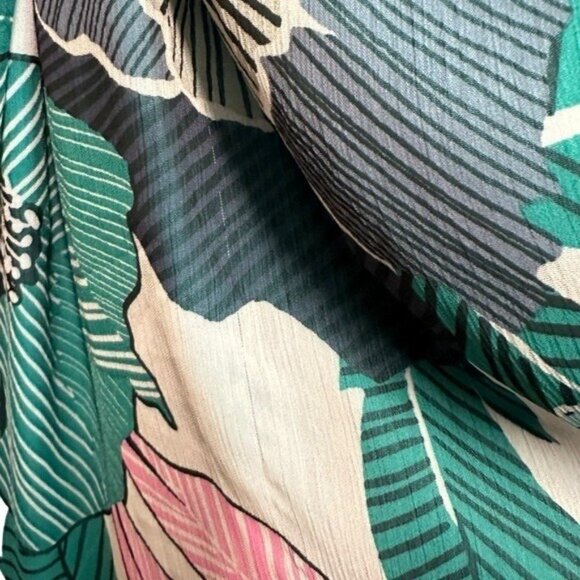 Lane Bryant 16 Petite Maxi Dress Off the Shoulder Ruffle Blue Green Floral Leaf - Picture 10 of 10